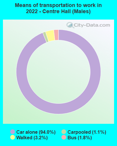 Means of transportation to work in 2022 - Centre Hall (Males)