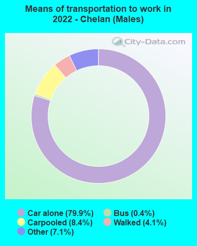 Means of transportation to work in 2022 - Chelan (Males)