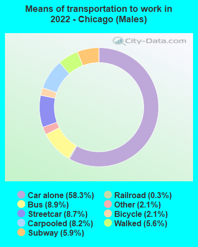 Means of transportation to work in 2022 - Chicago (Males)