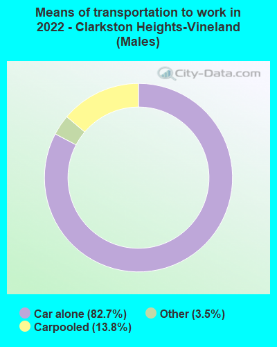 Means of transportation to work in 2022 - Clarkston Heights-Vineland (Males)