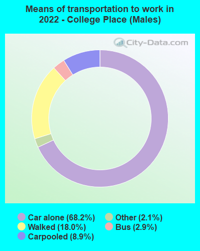 Means of transportation to work in 2022 - College Place (Males)