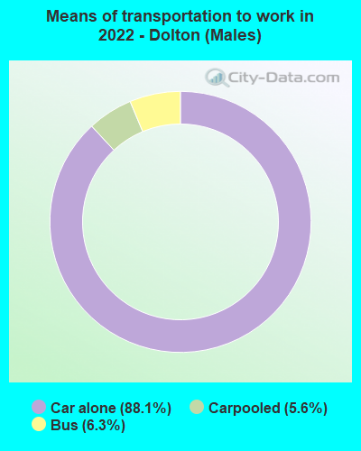 Means of transportation to work in 2022 - Dolton (Males)