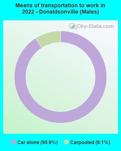 Means of transportation to work in 2022 - Donaldsonville (Males)