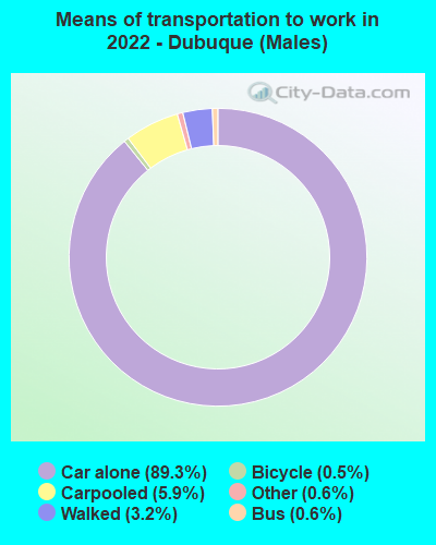 Means of transportation to work in 2022 - Dubuque (Males)