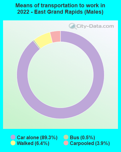 Means of transportation to work in 2022 - East Grand Rapids (Males)