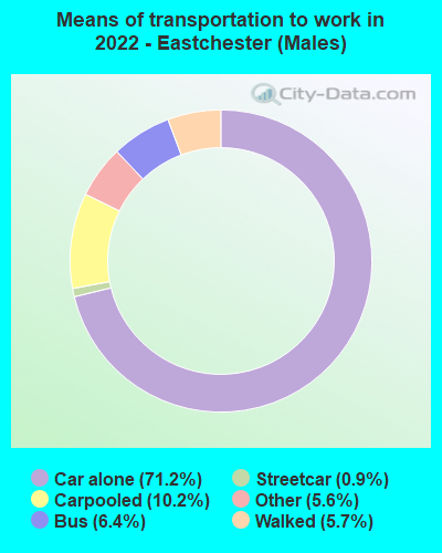 Means of transportation to work in 2022 - Eastchester (Males)