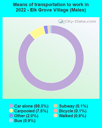 Means of transportation to work in 2022 - Elk Grove Village (Males)