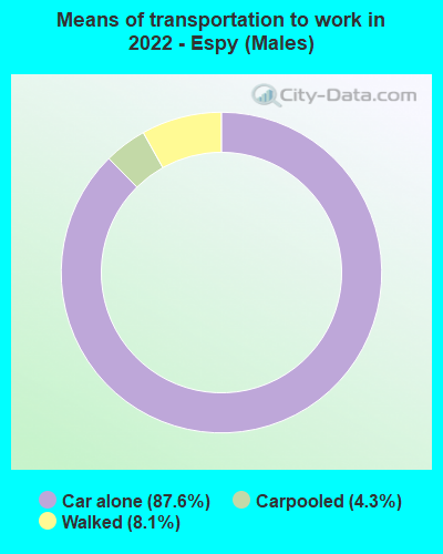 Means of transportation to work in 2022 - Espy (Males)