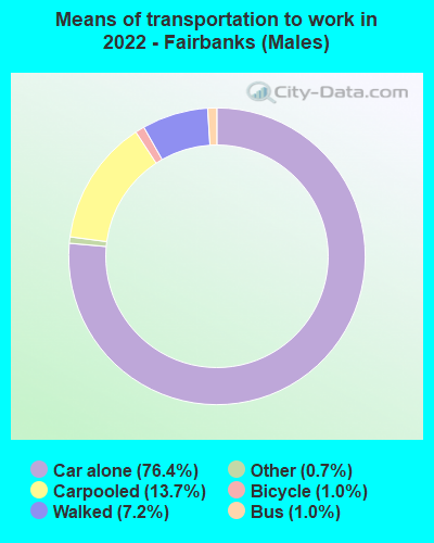Means of transportation to work in 2022 - Fairbanks (Males)