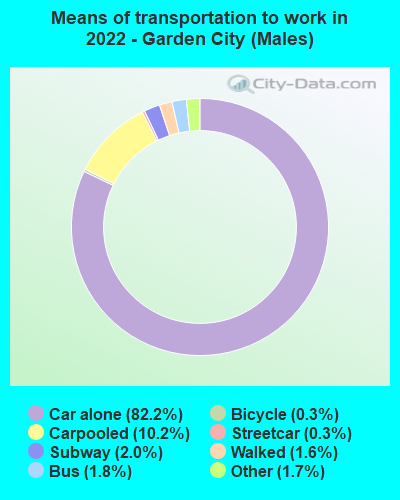 Means of transportation to work in 2022 - Garden City (Males)