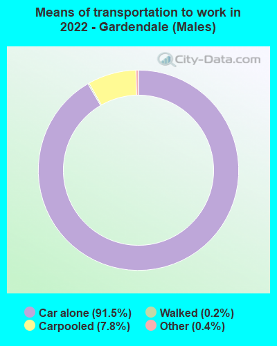 Means of transportation to work in 2022 - Gardendale (Males)