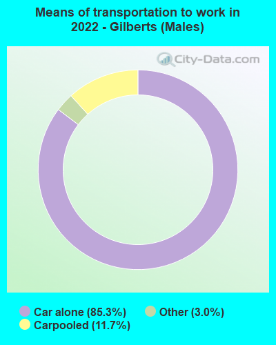 Means of transportation to work in 2022 - Gilberts (Males)