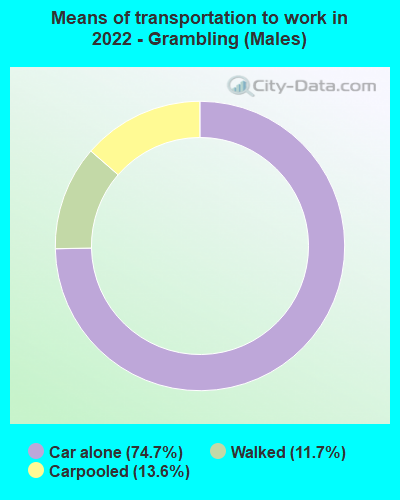 Means of transportation to work in 2022 - Grambling (Males)