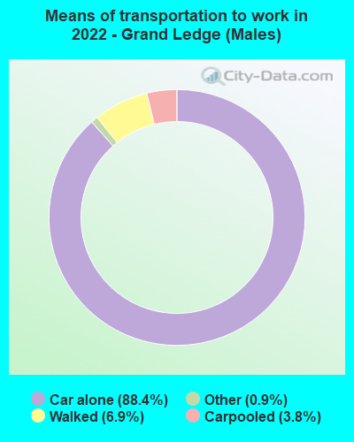 Means of transportation to work in 2022 - Grand Ledge (Males)