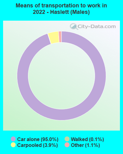 Means of transportation to work in 2022 - Haslett (Males)