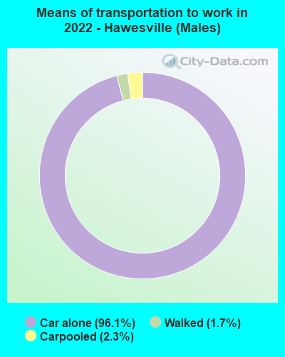 Means of transportation to work in 2022 - Hawesville (Males)