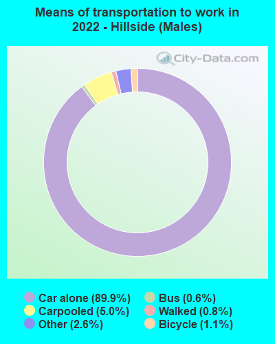 Means of transportation to work in 2022 - Hillside (Males)