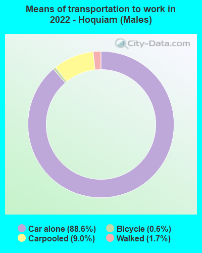 Means of transportation to work in 2022 - Hoquiam (Males)