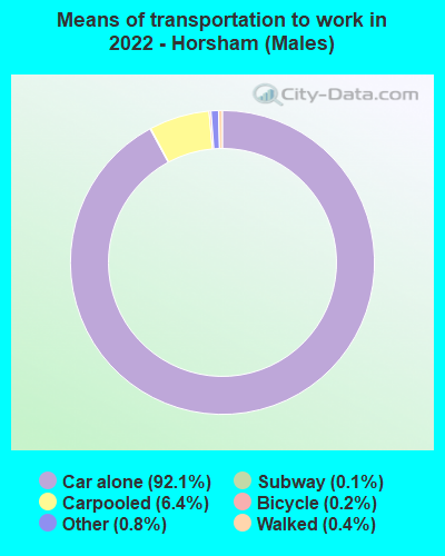 Means of transportation to work in 2022 - Horsham (Males)