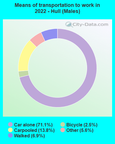 Means of transportation to work in 2022 - Hull (Males)