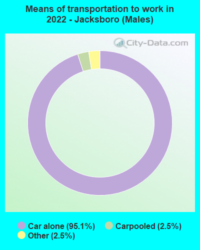 Means of transportation to work in 2022 - Jacksboro (Males)