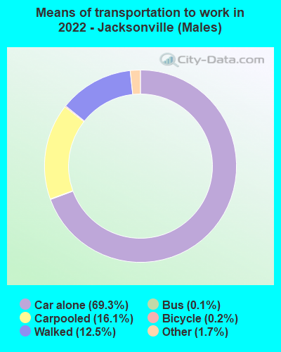 Means of transportation to work in 2022 - Jacksonville (Males)