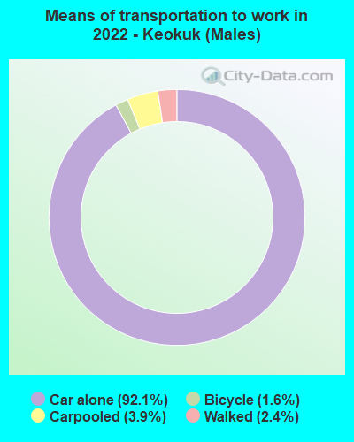 Means of transportation to work in 2022 - Keokuk (Males)