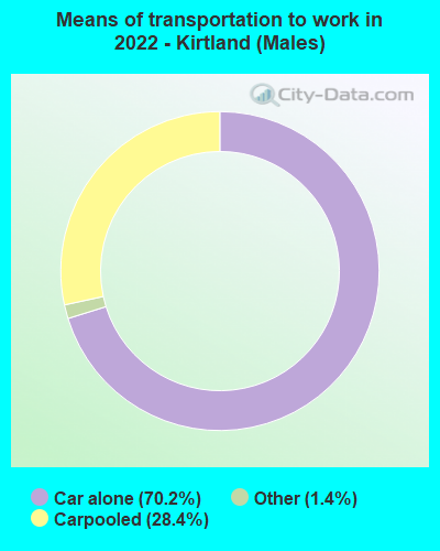 Means of transportation to work in 2022 - Kirtland (Males)