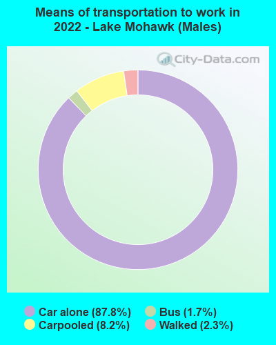 Means of transportation to work in 2022 - Lake Mohawk (Males)