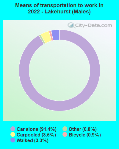 Means of transportation to work in 2022 - Lakehurst (Males)