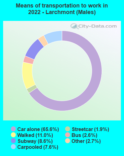 Means of transportation to work in 2022 - Larchmont (Males)