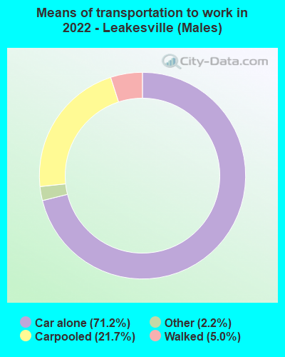 Means of transportation to work in 2022 - Leakesville (Males)