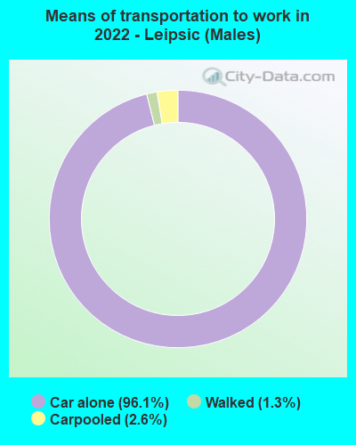 Means of transportation to work in 2022 - Leipsic (Males)