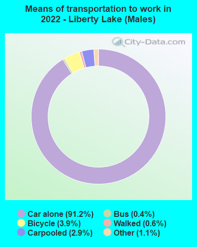 Means of transportation to work in 2022 - Liberty Lake (Males)