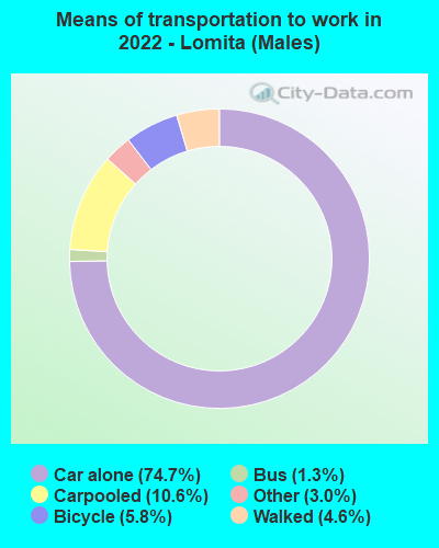 Means of transportation to work in 2022 - Lomita (Males)