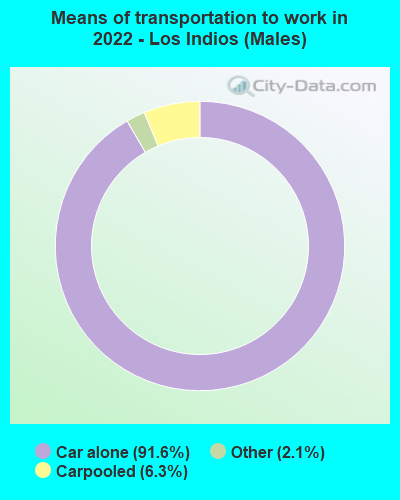 Means of transportation to work in 2022 - Los Indios (Males)