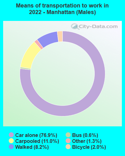 Means of transportation to work in 2022 - Manhattan (Males)