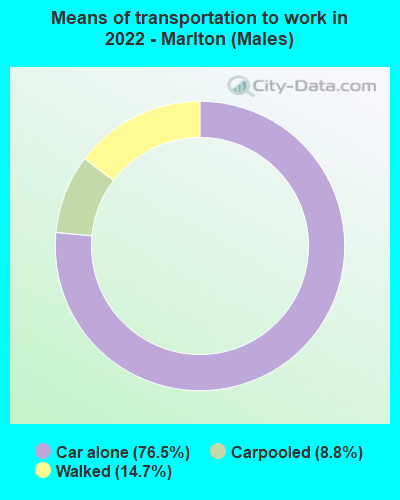 Means of transportation to work in 2022 - Marlton (Males)