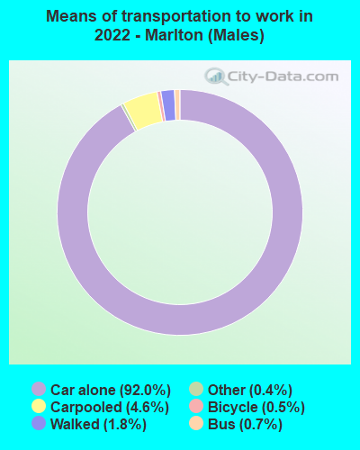 Means of transportation to work in 2022 - Marlton (Males)