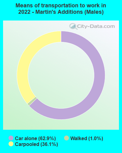 Means of transportation to work in 2022 - Martin's Additions (Males)