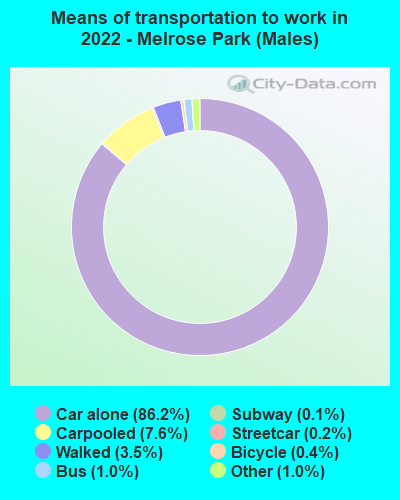 Means of transportation to work in 2022 - Melrose Park (Males)