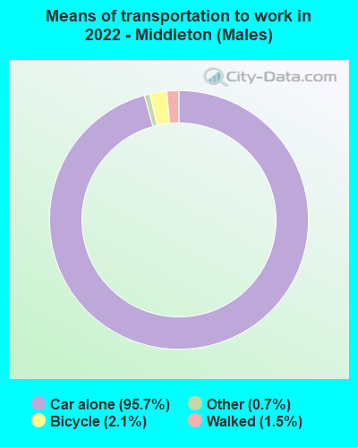 Means of transportation to work in 2022 - Middleton (Males)