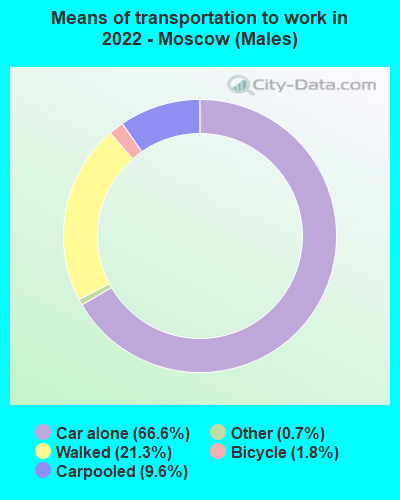 Means of transportation to work in 2022 - Moscow (Males)