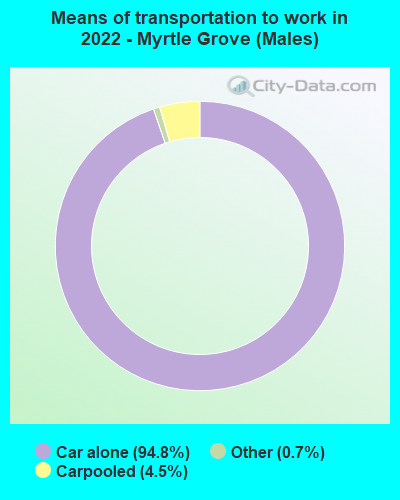 Means of transportation to work in 2022 - Myrtle Grove (Males)