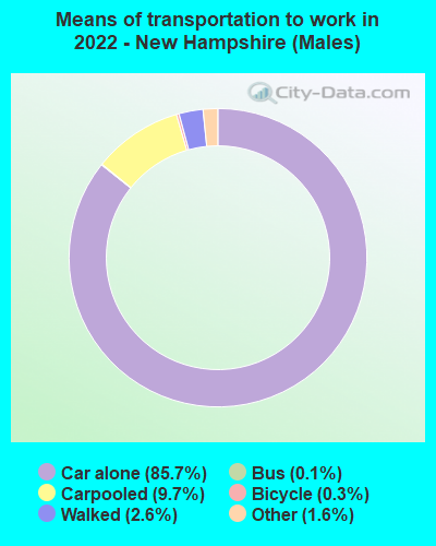 Means of transportation to work in 2022 - New Hampshire (Males)