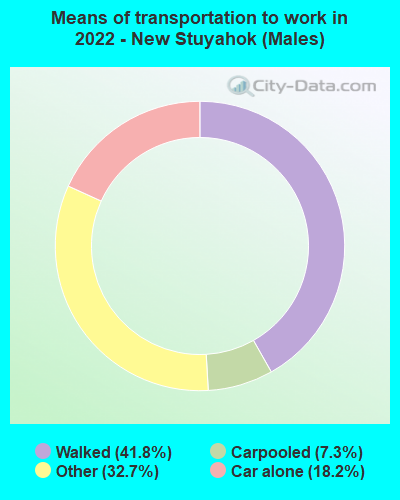 Means of transportation to work in 2022 - New Stuyahok (Males)