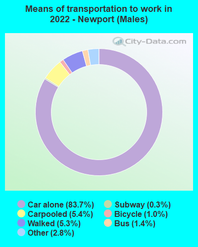 Means of transportation to work in 2022 - Newport (Males)