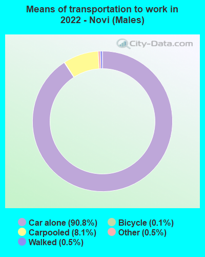 Means of transportation to work in 2022 - Novi (Males)