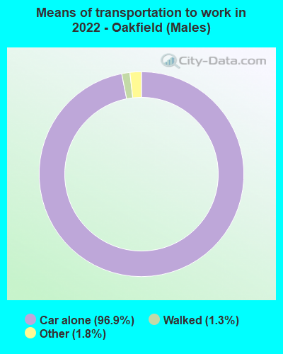 Means of transportation to work in 2022 - Oakfield (Males)