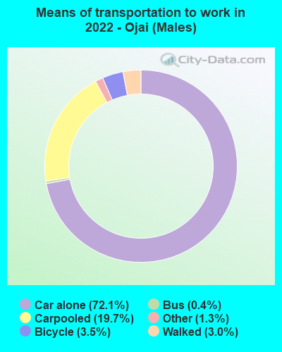 Means of transportation to work in 2022 - Ojai (Males)